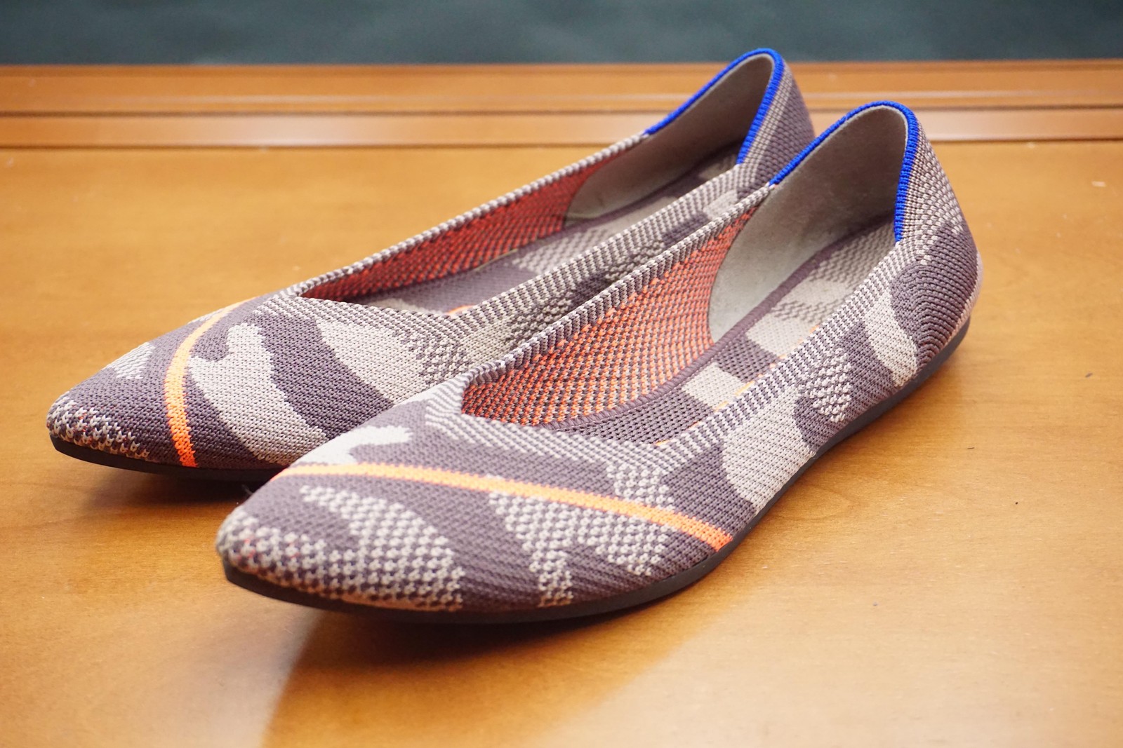 Rothy’s Ballet Women’s 8 Brown Camouflage Pointed Toe Flat Slip On Shoes