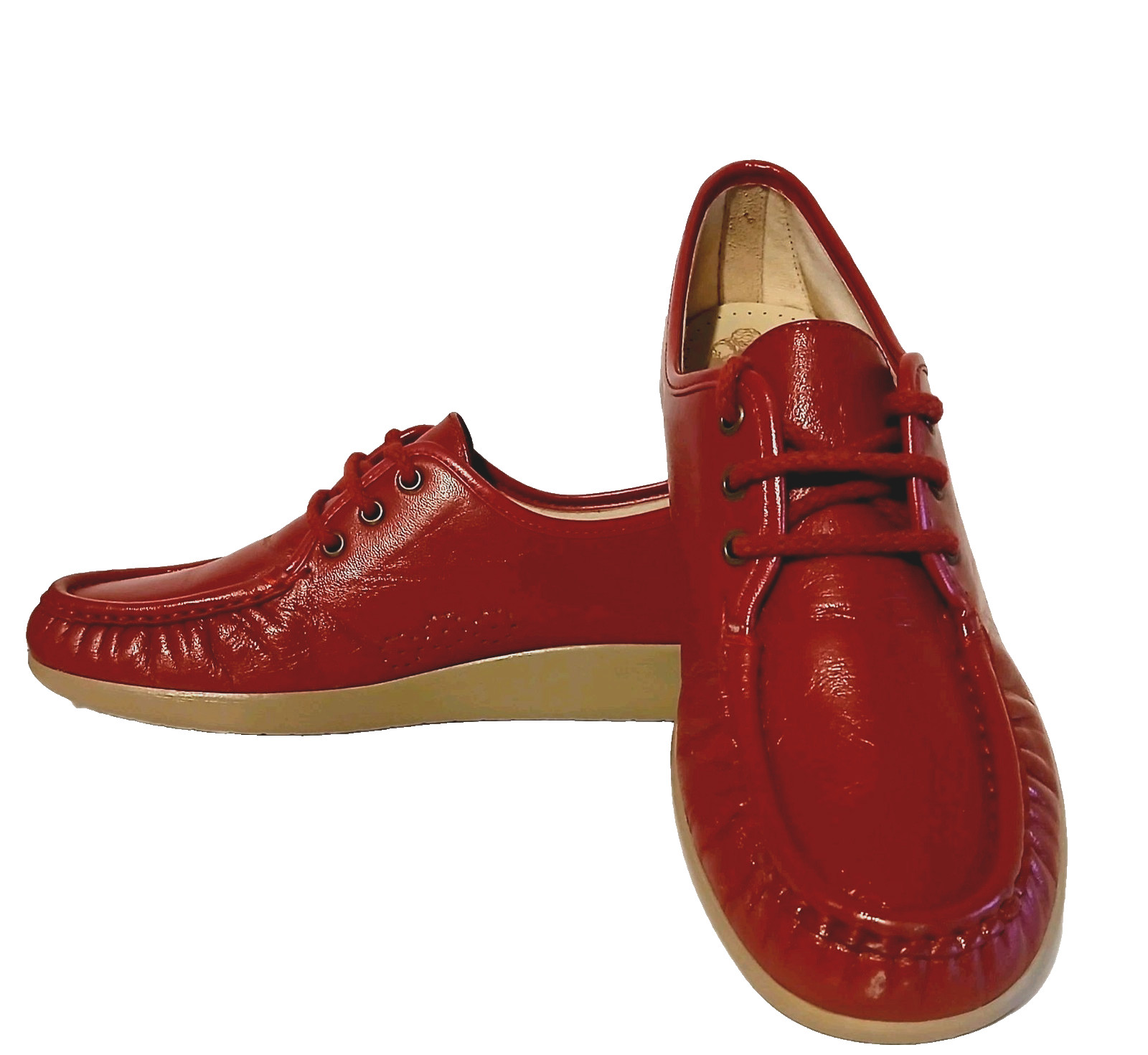 SAS Siesta Handsewn Leather Lace Up Moccasin Shoes Women’s 9 N Red Comfort USA