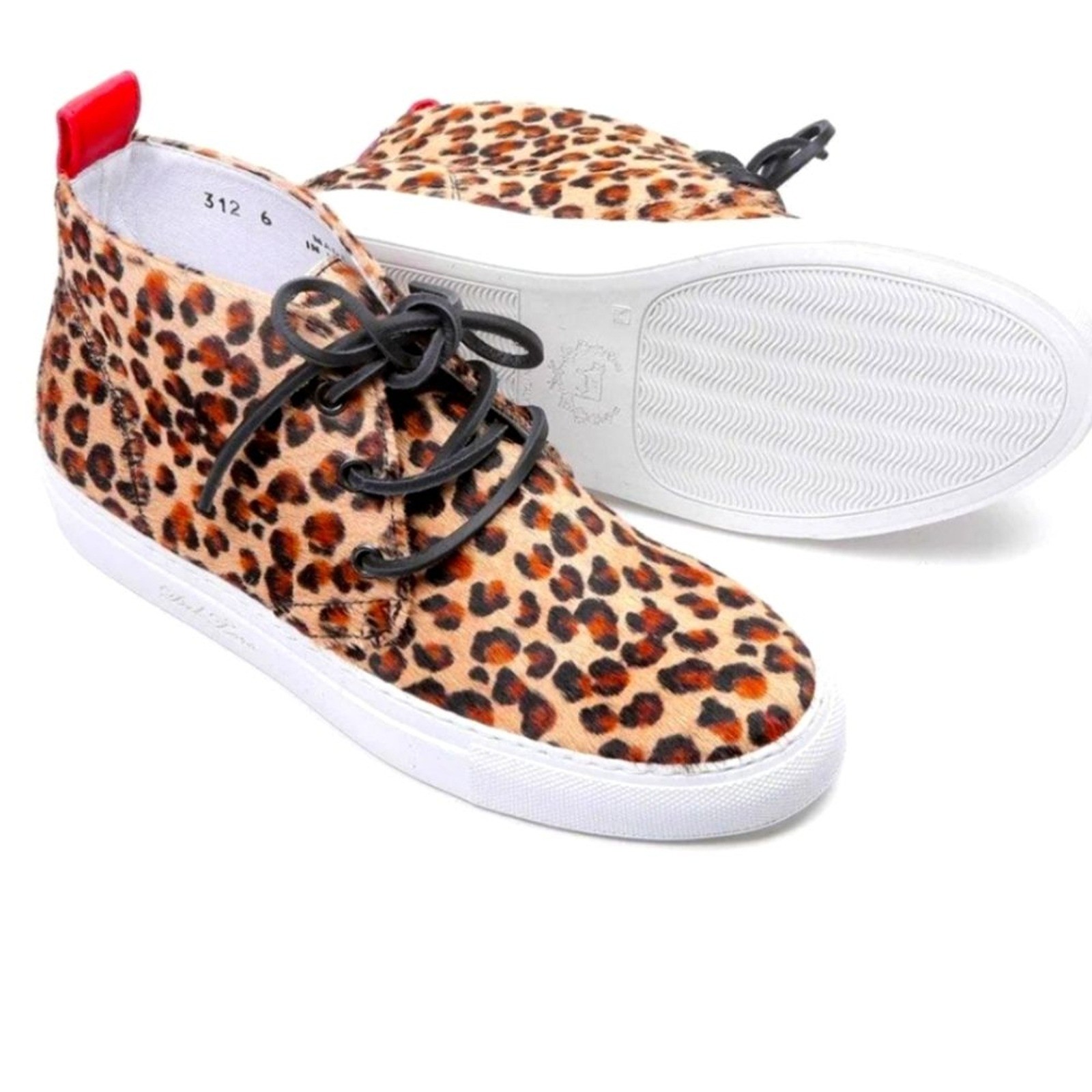 Del Toro Leopard Pony Hair Chukka Sneakers Anthropologie 7 Italian