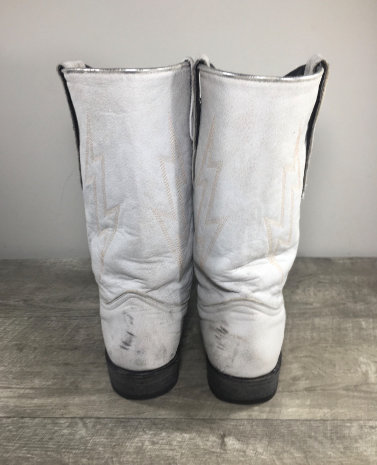 Womens Mexicana Brand Distressed White Leather Cowboy Western Roper Boots 11 USA
