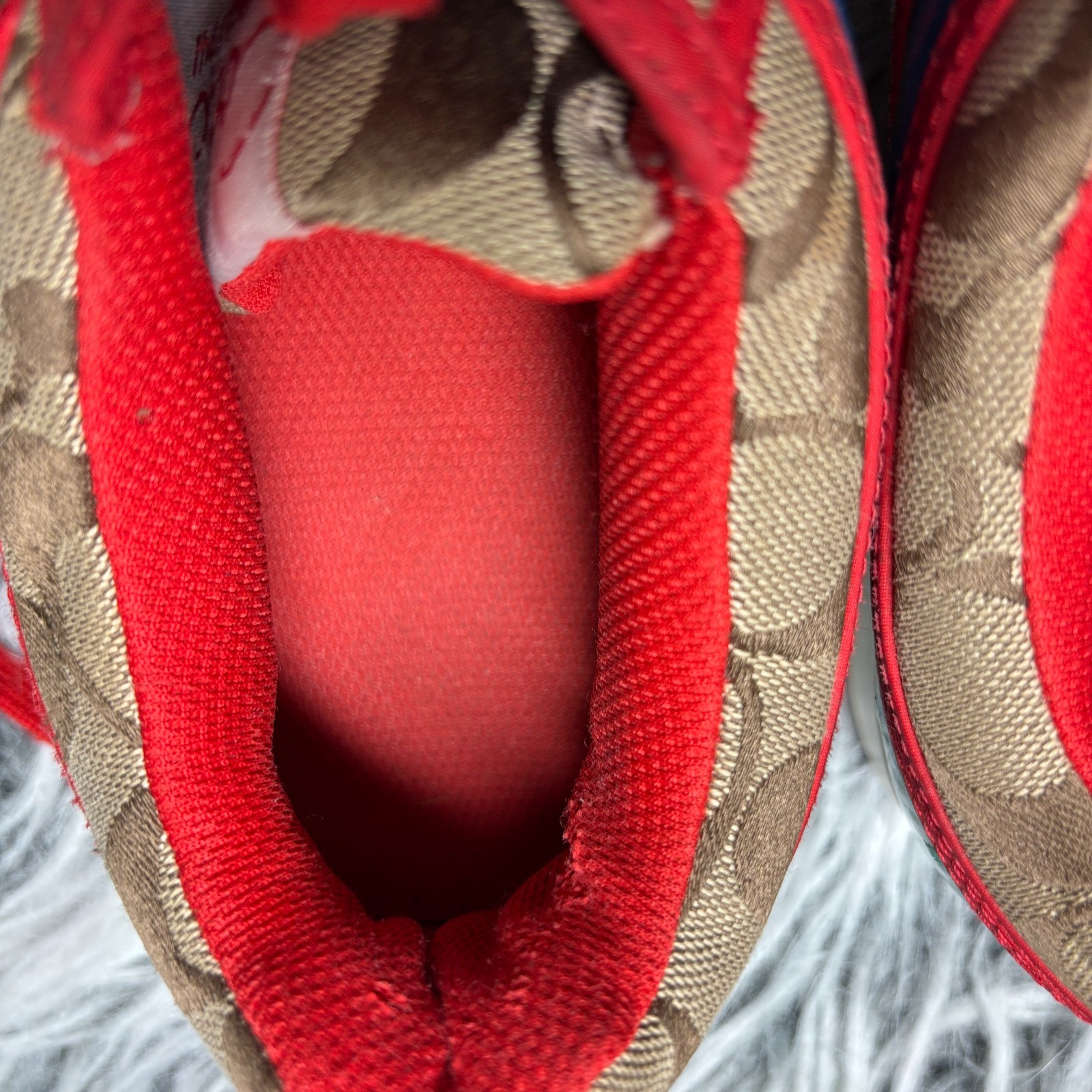 VTG Coach Canvas Leather Sneakers Red Monogram Signature Colorblock US Sz 9.5