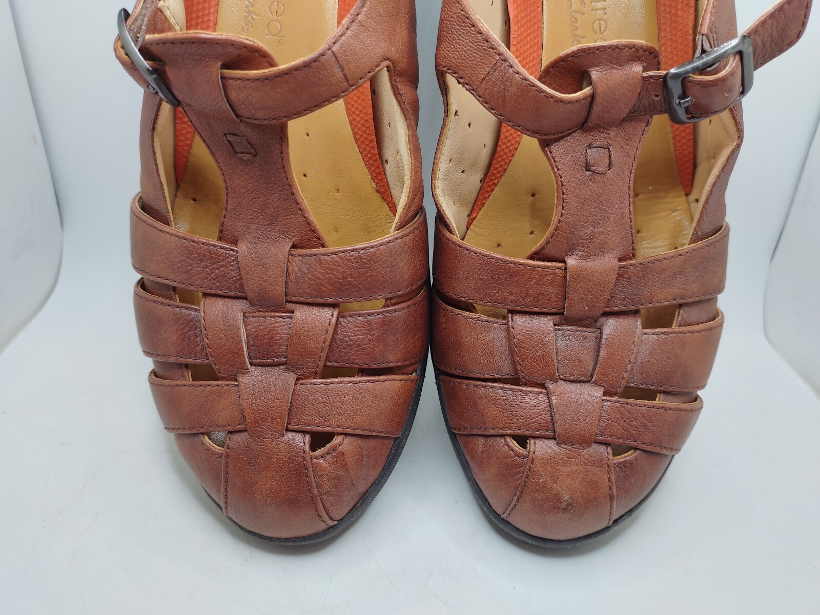 Clarks Structured Womens Brown Leather Closed Toed Sandel Shoes Size 10N Used