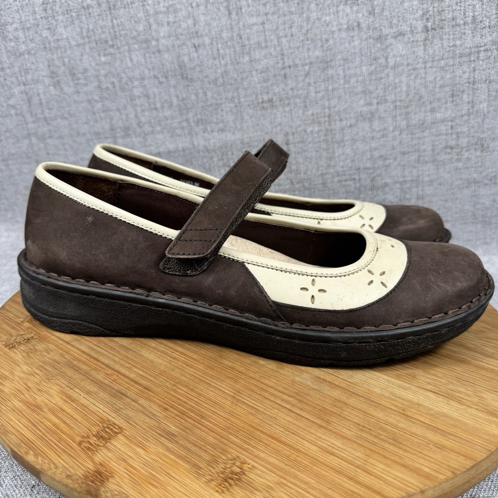 Drew Mary Jane Shoes Womens 11 M Brtan Slip On Leather Adjustable Casual Brown