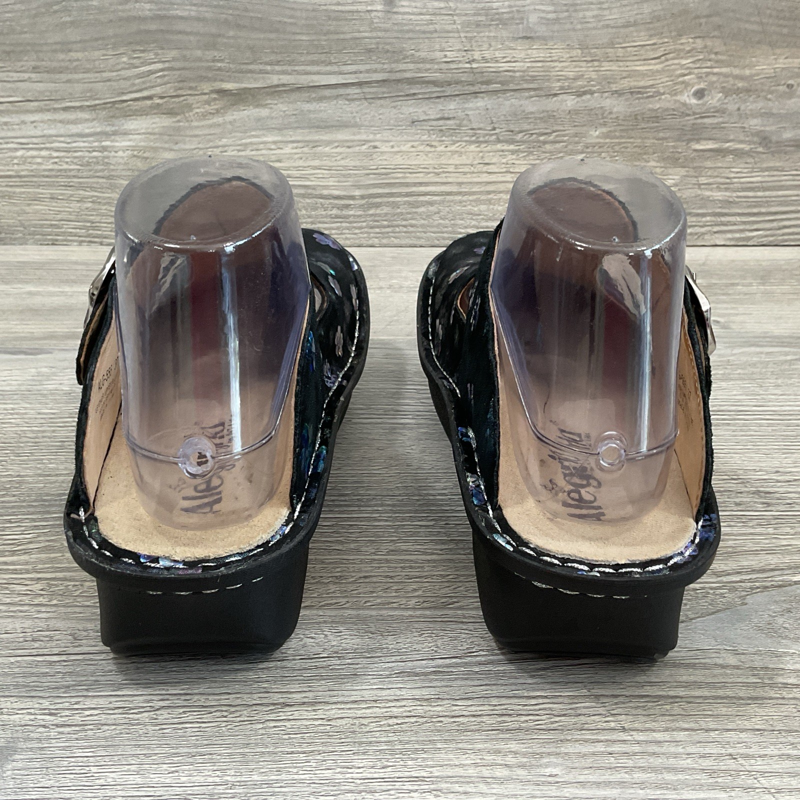Alegria ALG-555 Mary Jane Clogs Womens US 7-7.5 EU 37 Black Floral Leather NEW