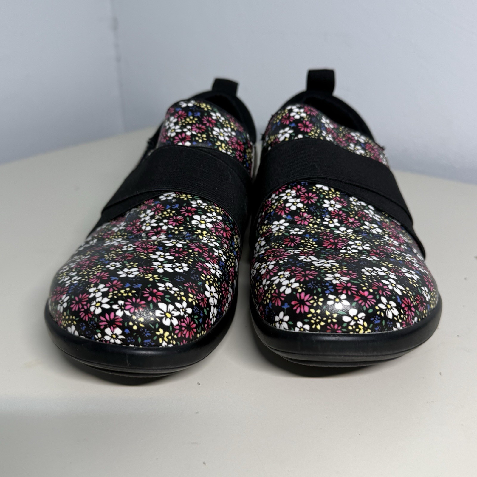 Alegria By Pg Lite Slip On Shoes Floral Print Lightweight Comfort Man Made Sz 39