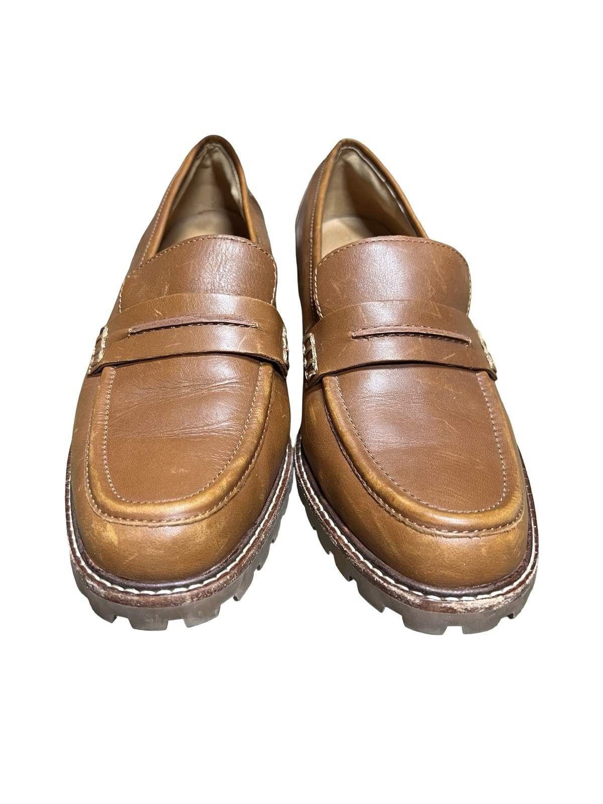 MADEWELL Corinne Lugsole Loafers English Saddle Brown Leather Chunky 90s Sz 9