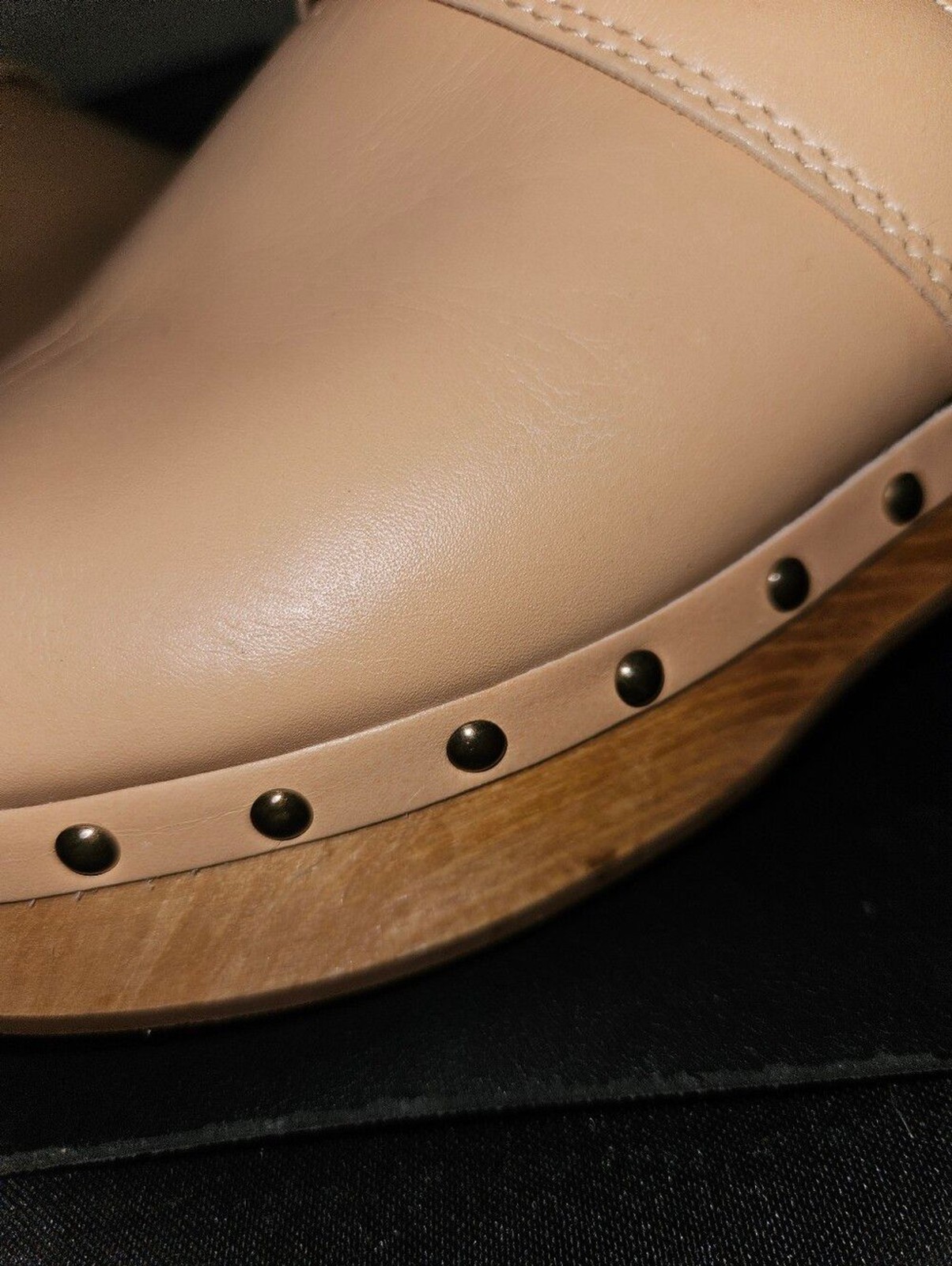 Madewell The Cecily Clog In Shearling Tan Leather Studded Platform Clogs Size 9