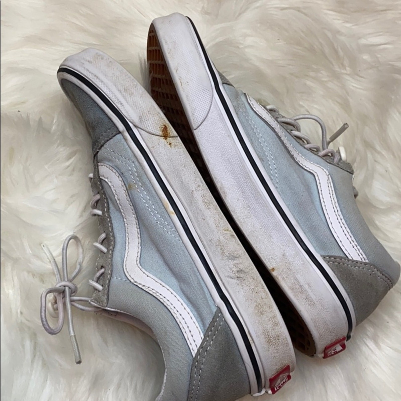 Vans Light Blue Suede Canvas Skate Shoes M5 W6.5