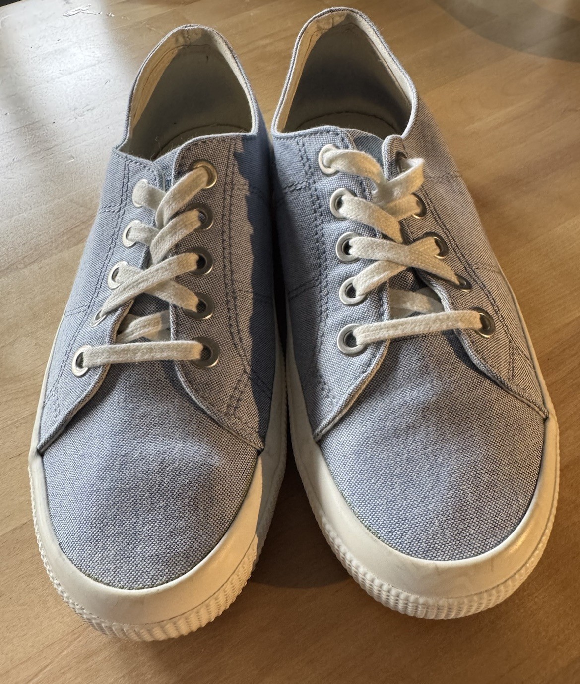 L RALPH LAUREN Jolie Womens Blue Oxford Cloth Lace Up Casual Sneakers 9B