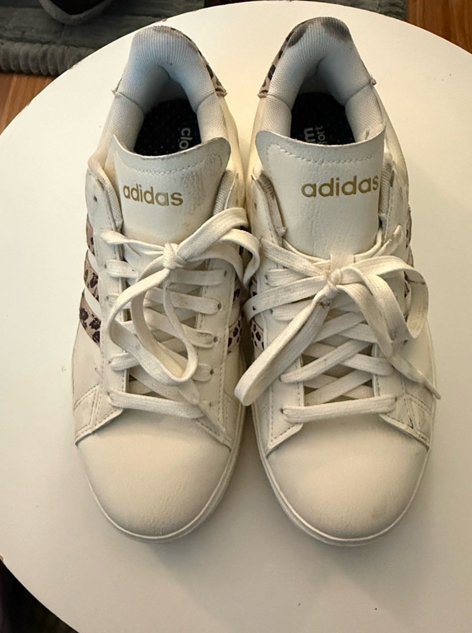 Adidas Women’s Grand Court 2.0 IH7761 Beige Lace-Up Sneaker Cheetah 7.5