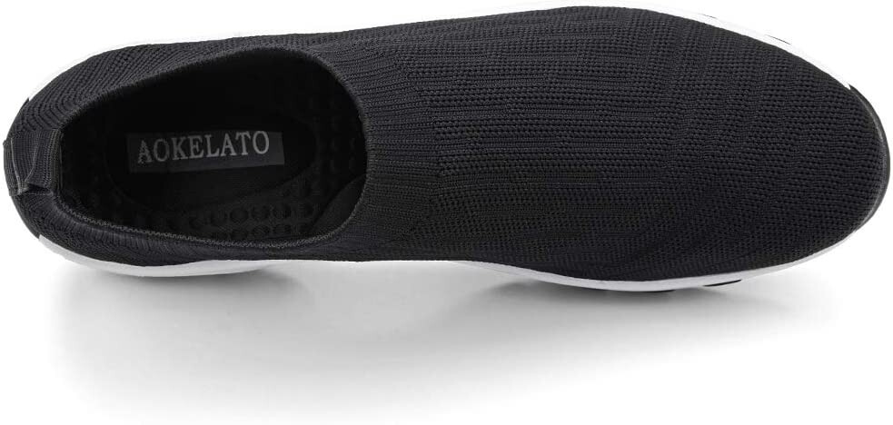 Aokelato Womens Walking Shoes Slip on Mesh Air Cushion Wedge Black Size 9