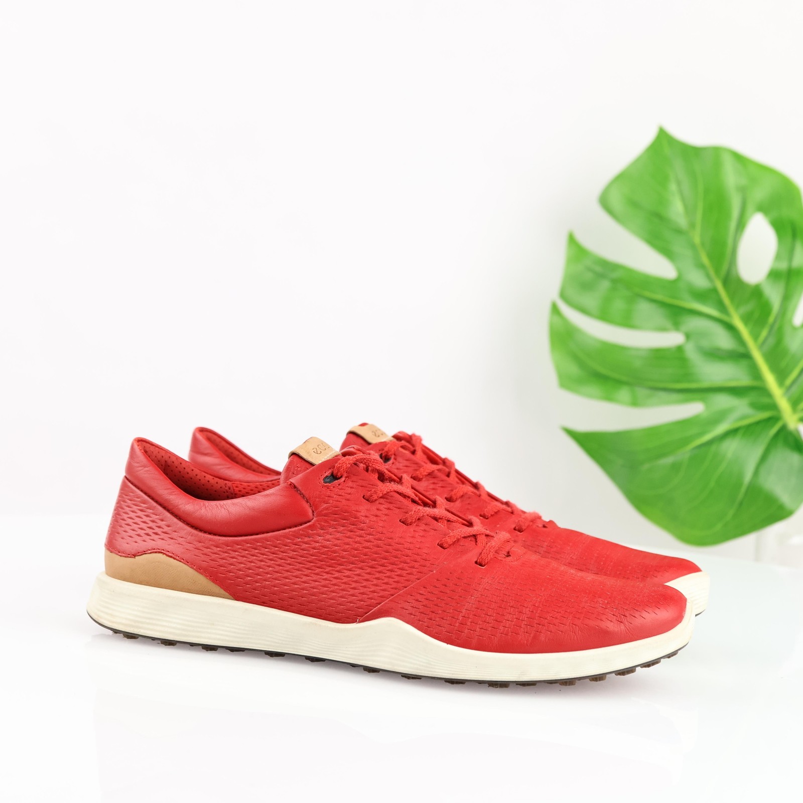 ECCO Womens S-Lite Golf Shoe Size 41 10 Waterproof Red Leather Spikeless Sneaker