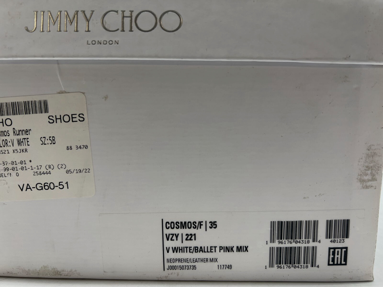 $895 Jimmy Choo Women’s White Multi Cosmos Runner Sneakers Shoes Size 35 EU/5 US