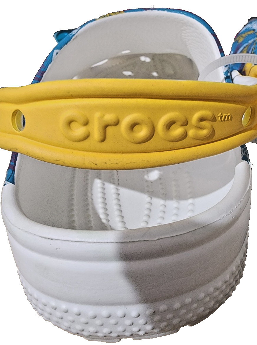 Crocs size M5 W7 blue white yellow pink clogs with Walt Disney World castle