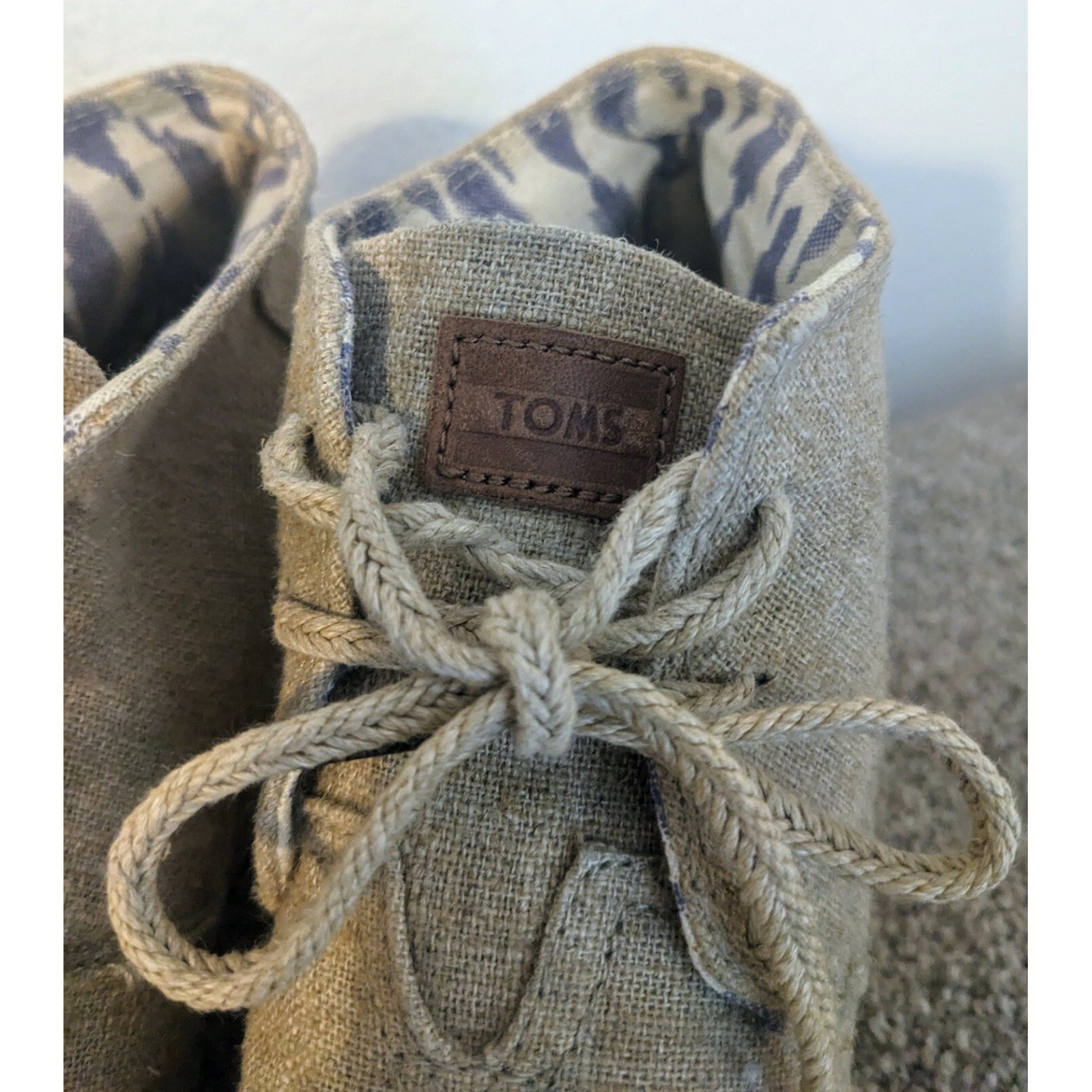 TOMS Desert Wedge Booties Ankle Espadrille Lace Up Taupe Neutral Casual6.5