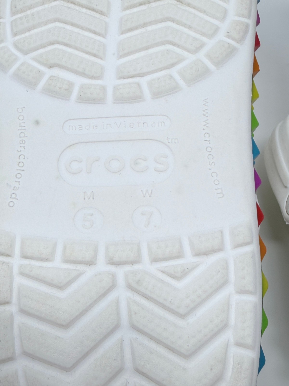 Unisex Crocs Crockband 3D Shape Clog White Rainbow Studded Pride (M) 5 (W) 7