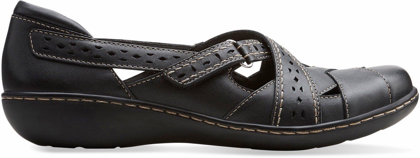 Clarks Womens Ashland Spin navy Shoes mary jane slip ons cushion 6 leather