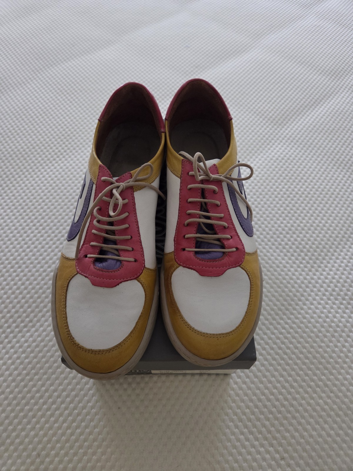 Karyoka leather comfort shoes multicolor loafers lace up women’s 39M/8.5 EUC