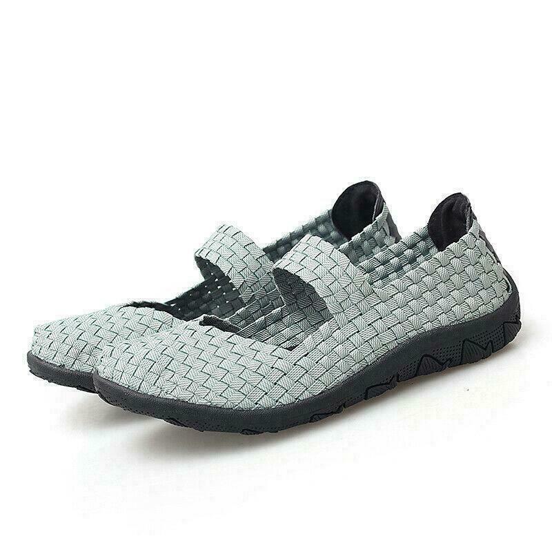 Womens Walking Shoes Slip on Woven Flat Lightweight Fashion Sneakers Weave Girl