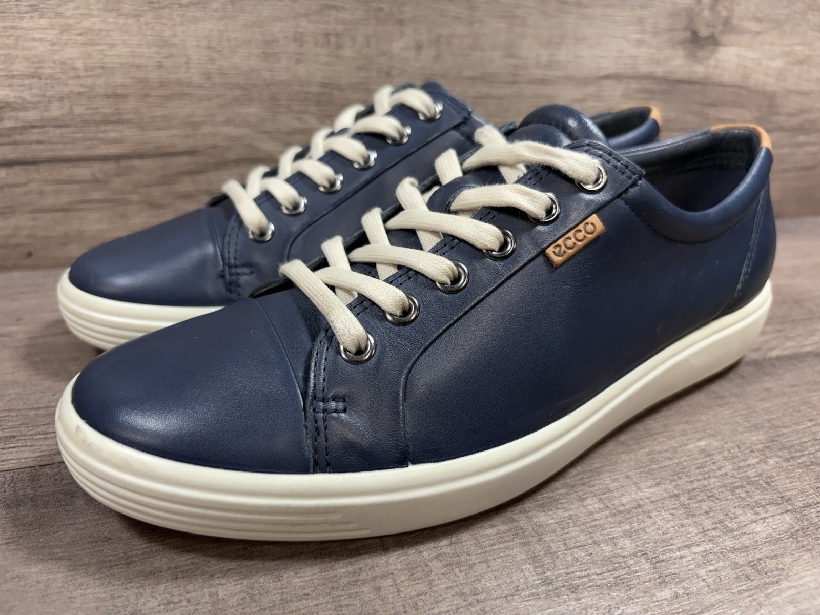 Ecco Soft 7 Walking Sneakers Shoes Blue Leather Womens Size EU 40 US 9