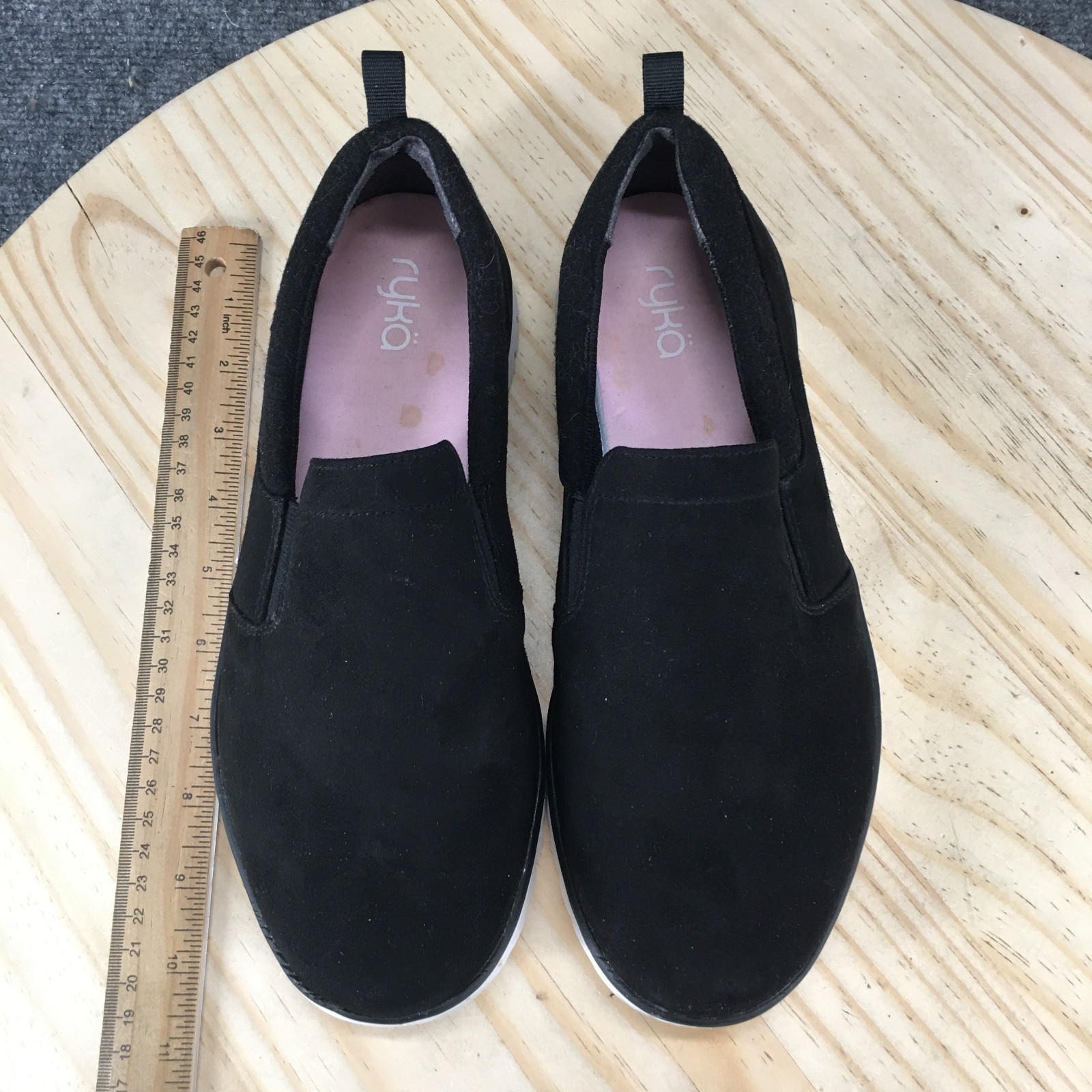 Ryka Shoes Womens 9.5 Wide Loafer Black Fabric Slip On Casual Round Toe Comfort