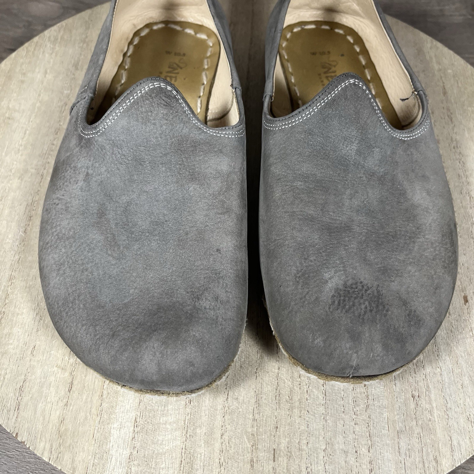 Nefes Shoes Gray Nubuck Leather Loafer Minimalist Grounding Womens Size 10.5