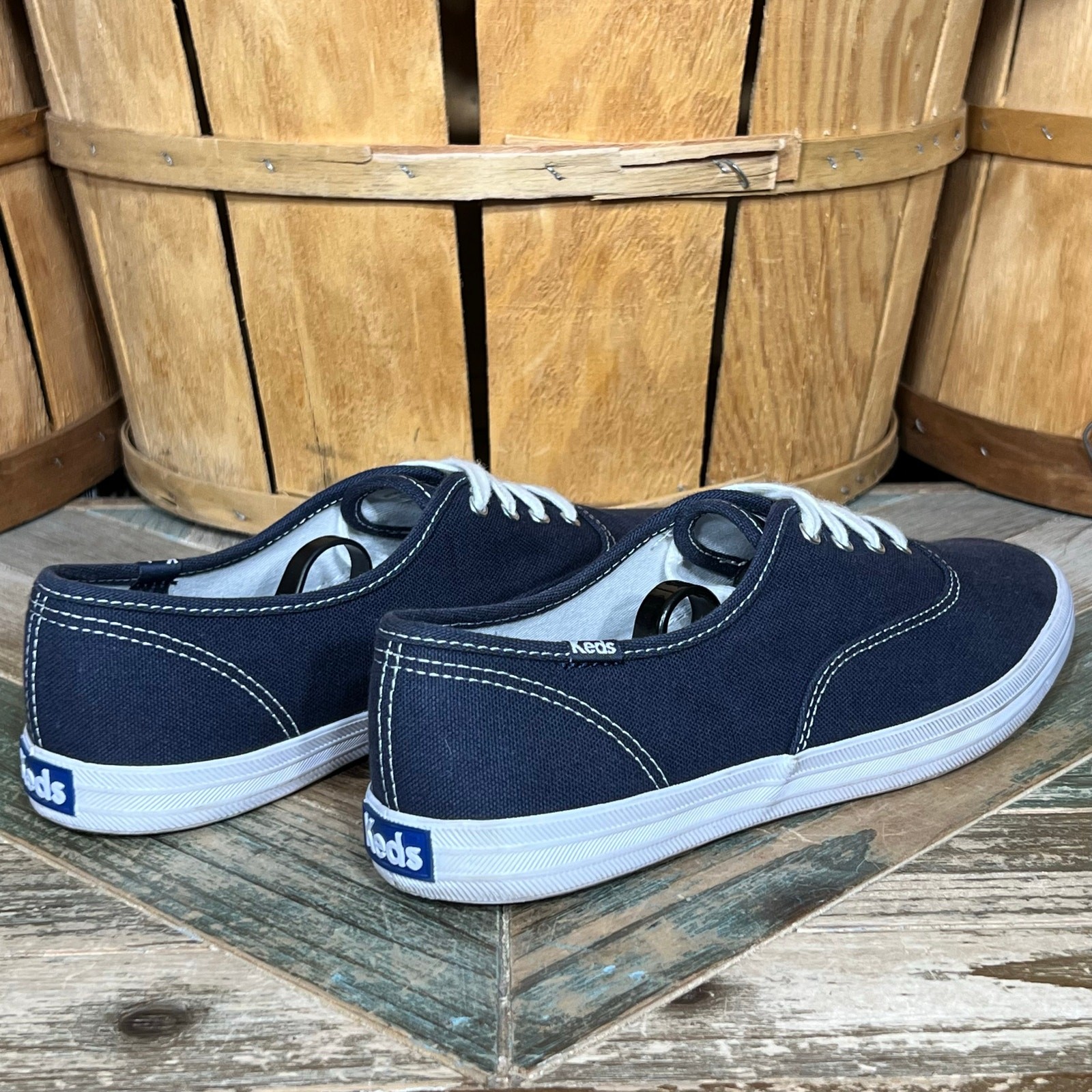 Keds Champion Originals Blue Canvas White Sneakers Shoes Womens Size 9