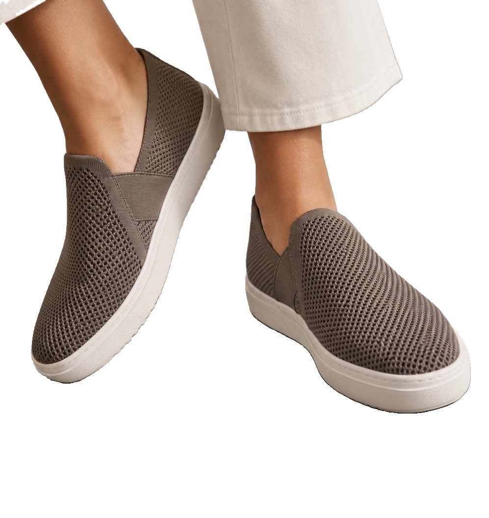 Eileen Fisher Slip On Knit Sneakers Olive Mesh Platform Shoes Women’s 9 Comfort