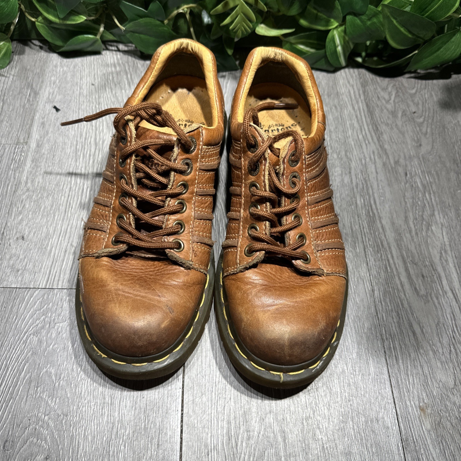 Y2K Dr Martens Chunky Oxford Shoes Brown Leather 12037 Womens Size US 7 UK 5