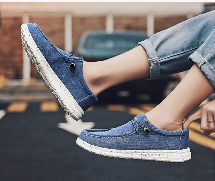Women’s Blue Casual Canvas Slip On, Air Mesh Comfortable Loafers Sz. 11M