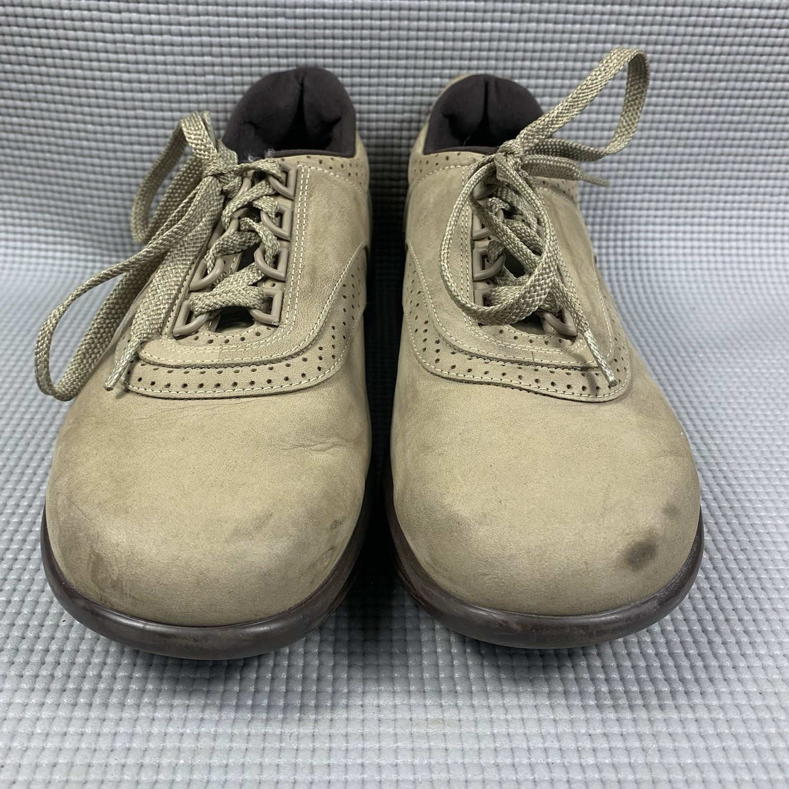 SAS Walk Easy Lace Up Shoes Womens Size 9.5 W Wide Tan Leather
