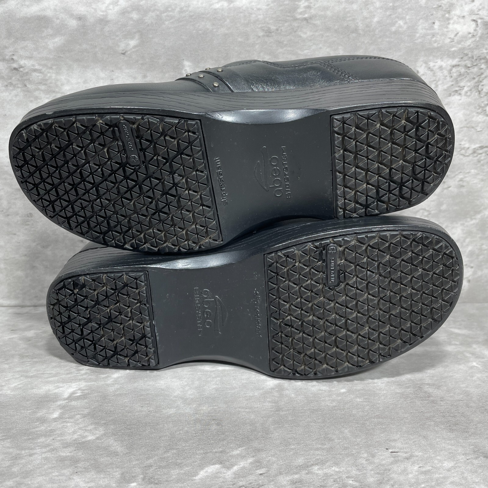 Abeo Clogs Women’s Size 8 N Fauna Black Leather Slip On Studded Straps