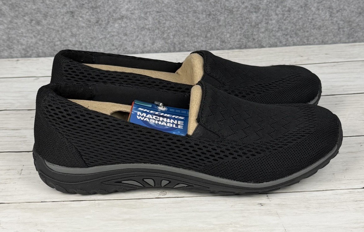 Skechers Air Cooled Memory Foam Shoes Womens 8.5 W Black Reggae Fest Willows NEW