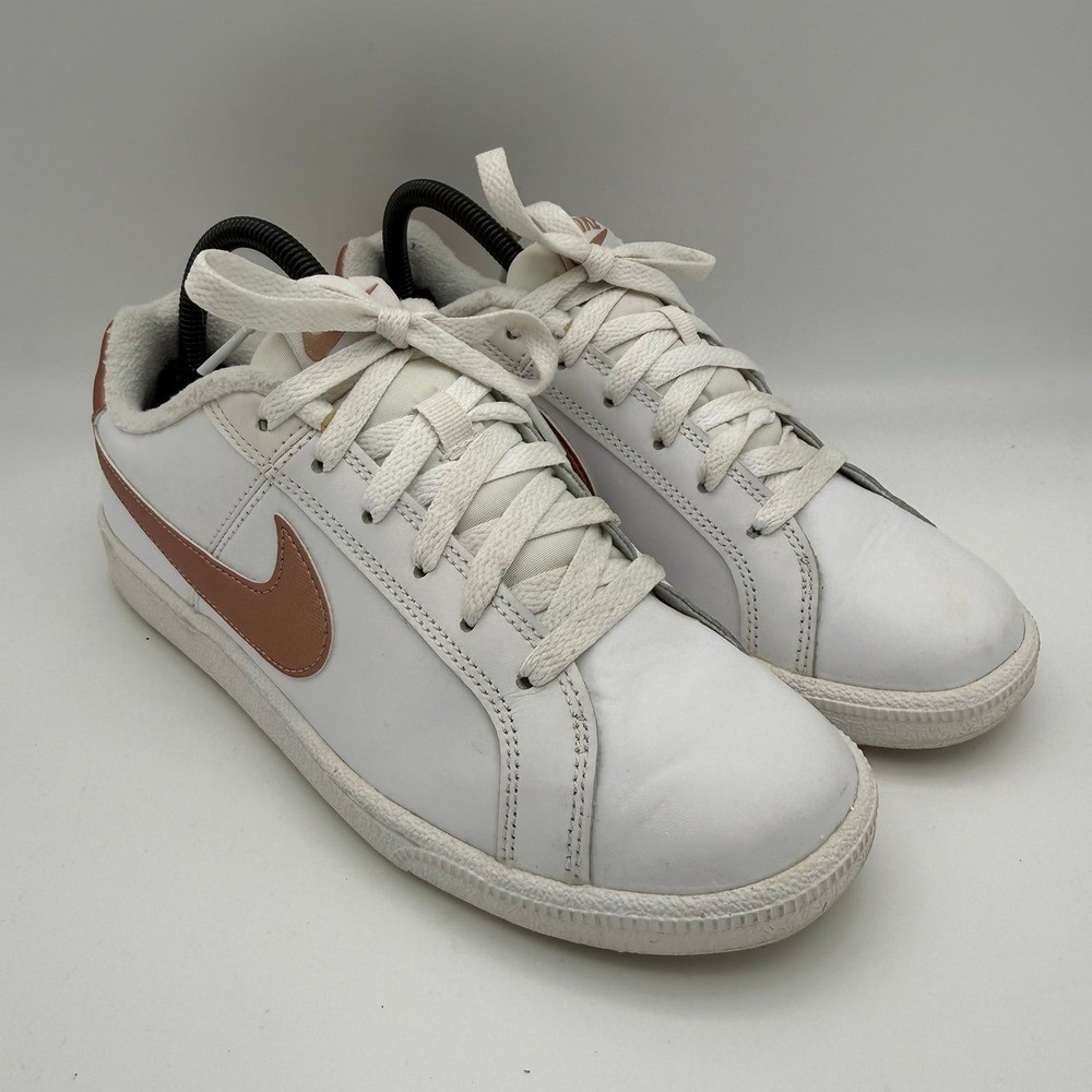Women’s Nike Court Royale White Bronze Metallic Casual Leather Shoes Size 8.5