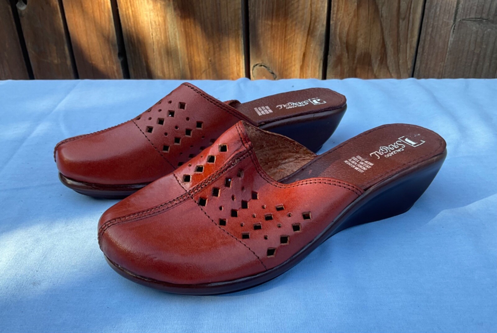 Calzado Sangal Mexican Lightweight Orange Sandal Wedge Low Heels Shoes Sz 6.5 A