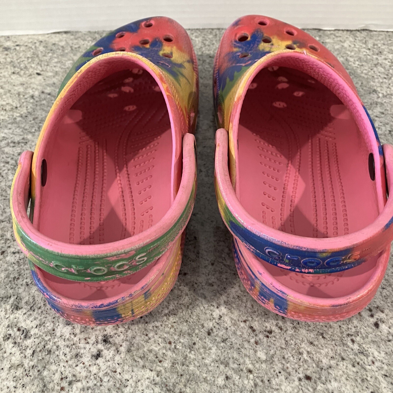 Crocs Mens 5/Womens 7 Unisex Tie Dye Clogs Shoes Non Slip Colorful