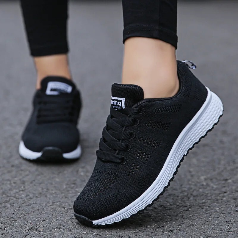 Women’s Fashion Sneakers Casual Walking Shoes Breathable Flats White Gym Style