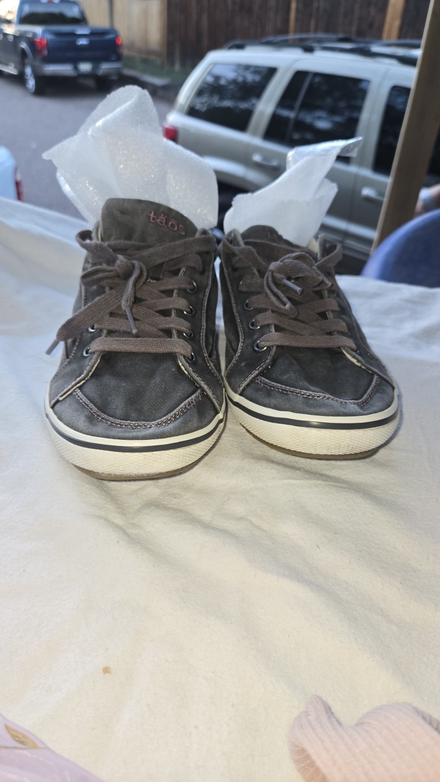 Taos Moc Star Gray Wash Lace Up Canvas Sneakers Shoes Womens Size‎ 9