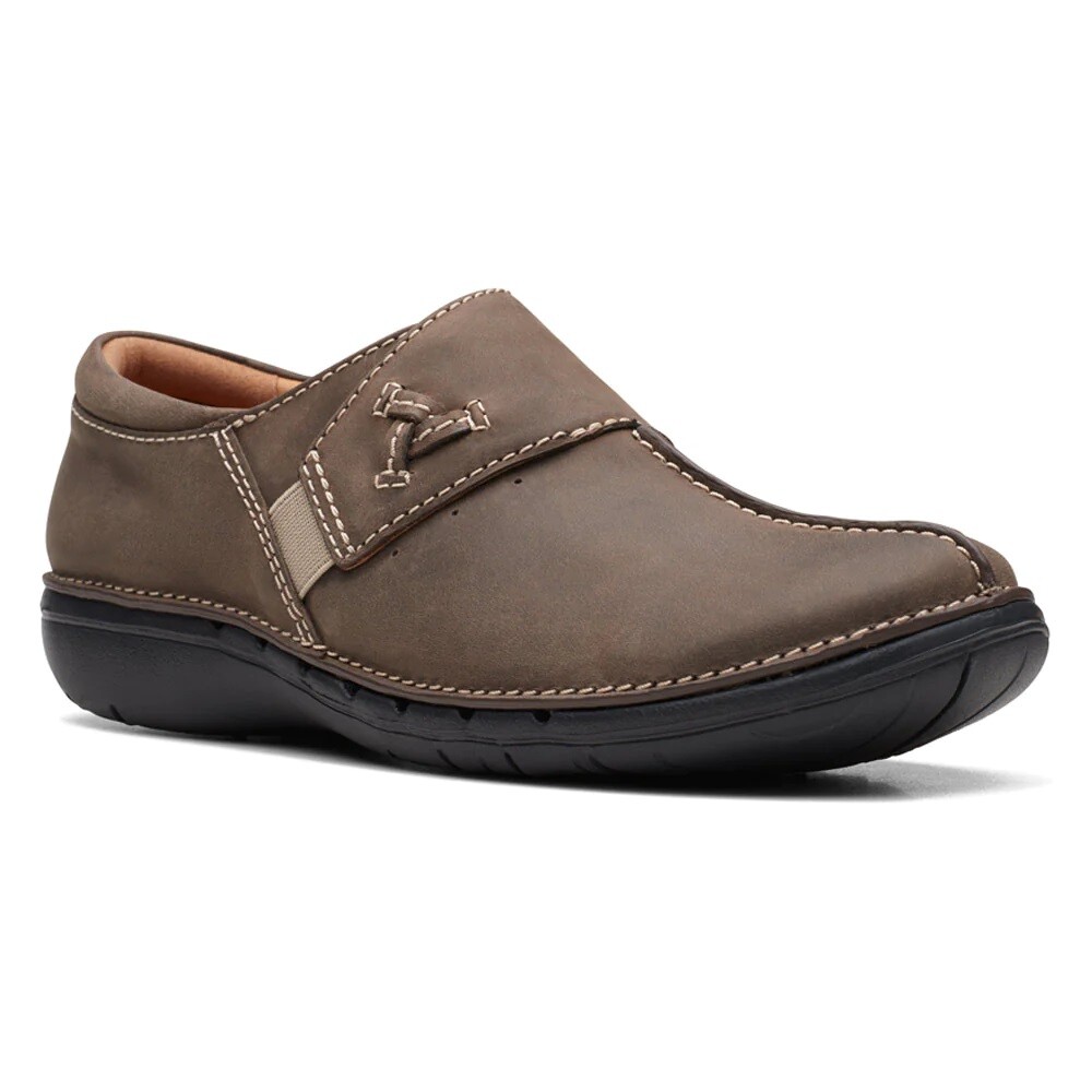 Clarks Womens Un Loop Ave Leather Slip-On Loafer Shoes — Taupe NIB