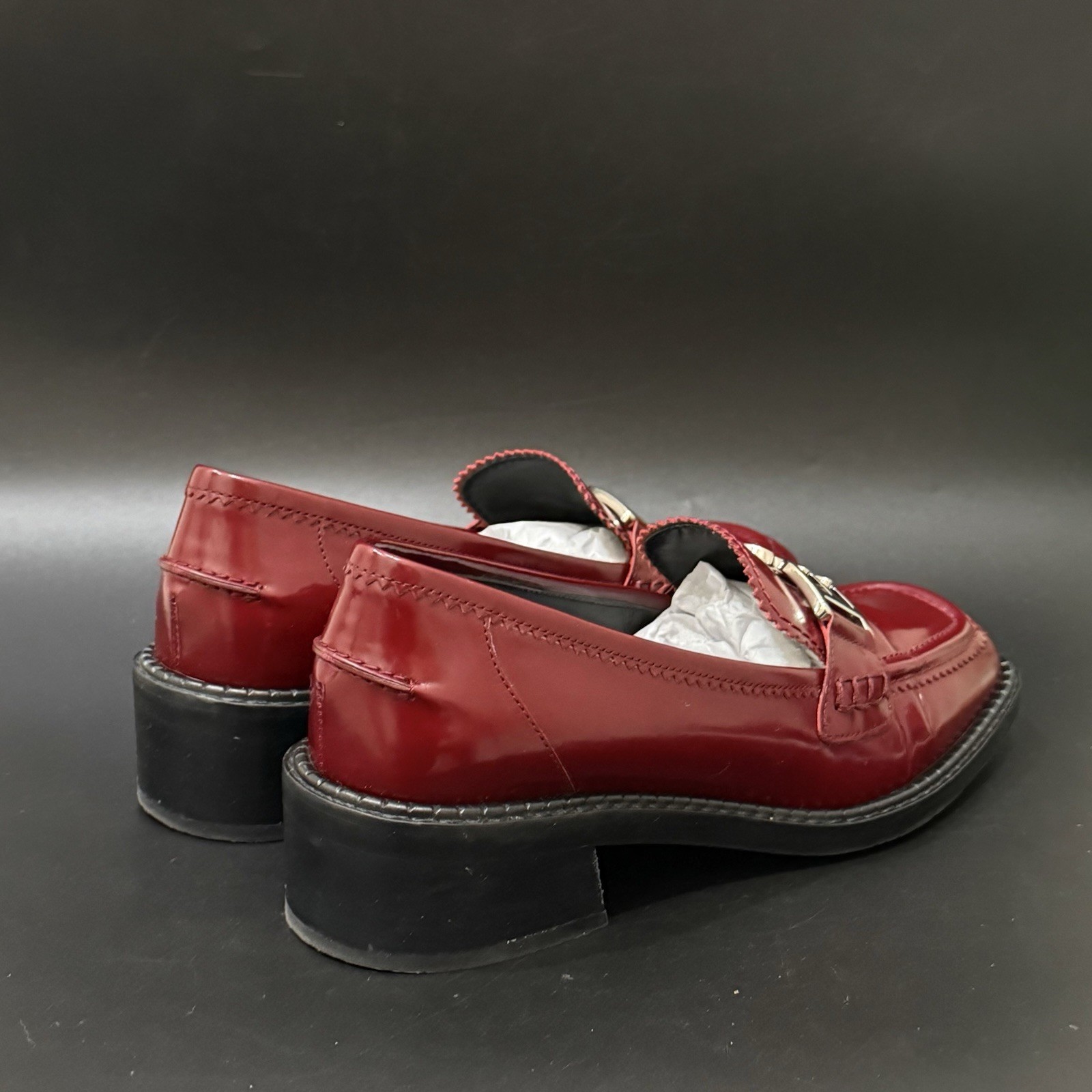 BALLY Ellyane 35 Heritage Red Burgundy Calfskin Leather Low Heel Loafers 38.5
