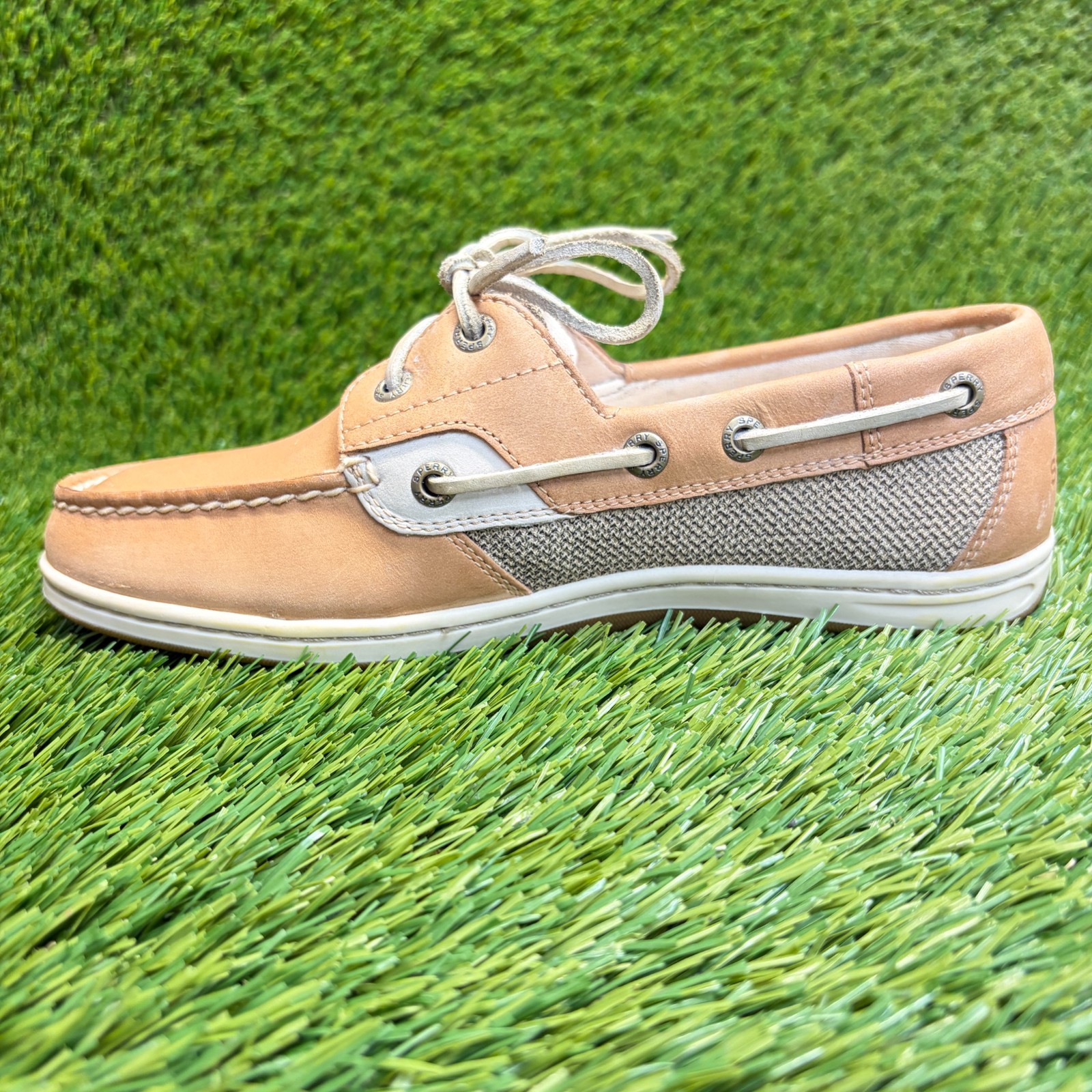 Sperry Koifish Womens Size 6.5 Brown Beige Outdoor Leather Slip On Boat Shoes