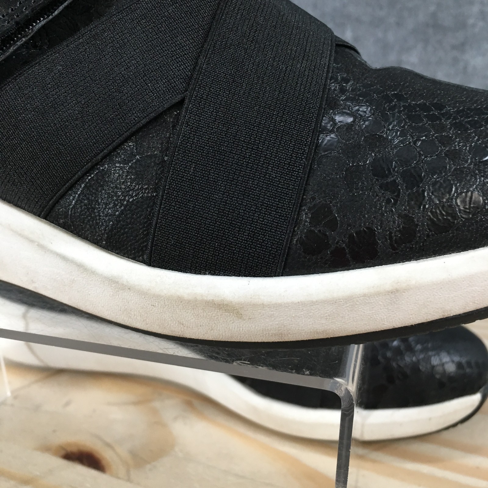 Clarks Unstructured Rio Strap Shoes Womens 8.5 Wide Slip On Wedge Black 26162445