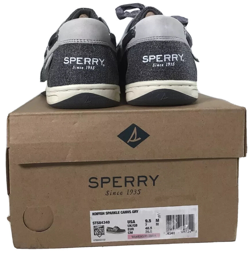 Sperry – Koifish Sparkle Chambray Boat Shoe Grey Womens Size 9.5M