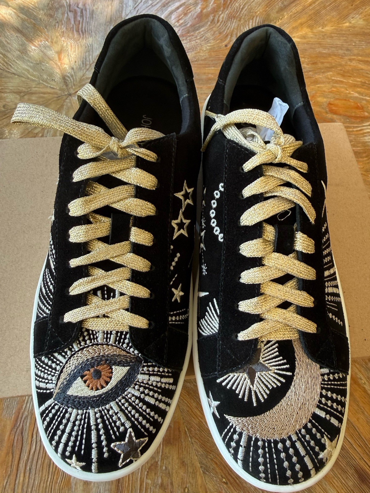 New in Box Johnny Was Lace Up Celestial Embroidered Suede Sneakers Size 9
