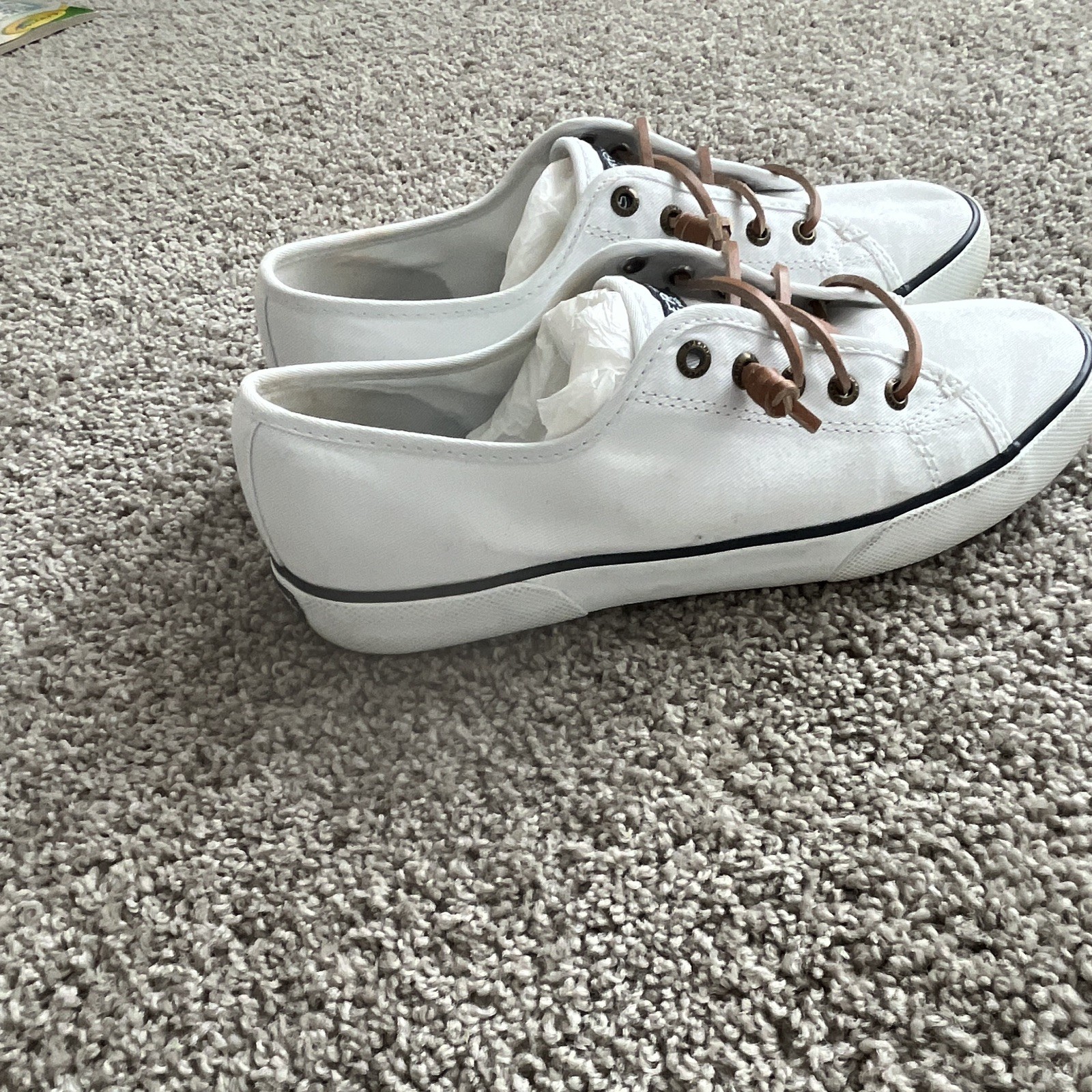 Sperry Top-Sider Memory Foam Canvas Sneaker White/Brown 8M STS85128