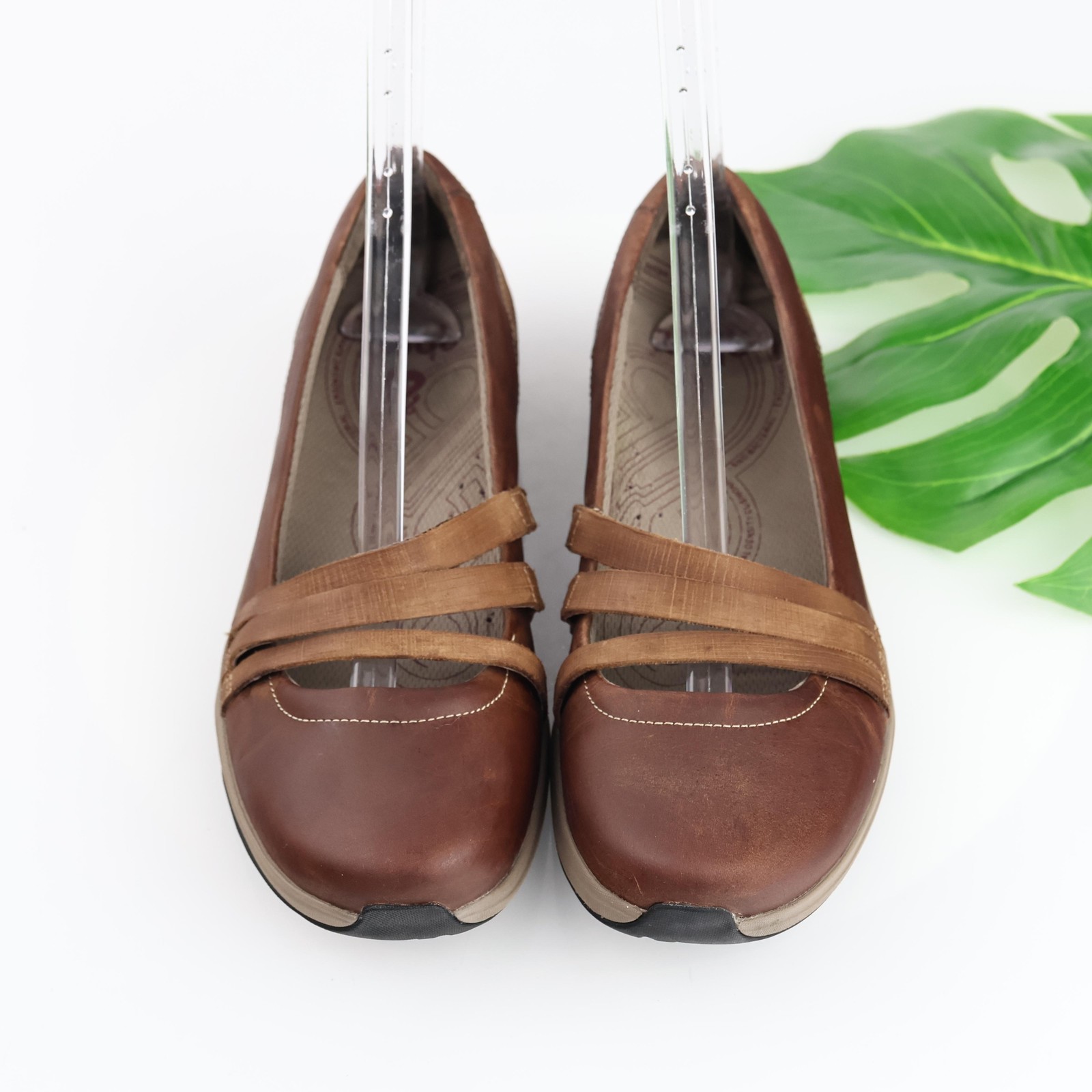 Ahnu Teva Womens Merritt Mary Jane Flats Size 10 Tan Brown Leather Comfy Shoes