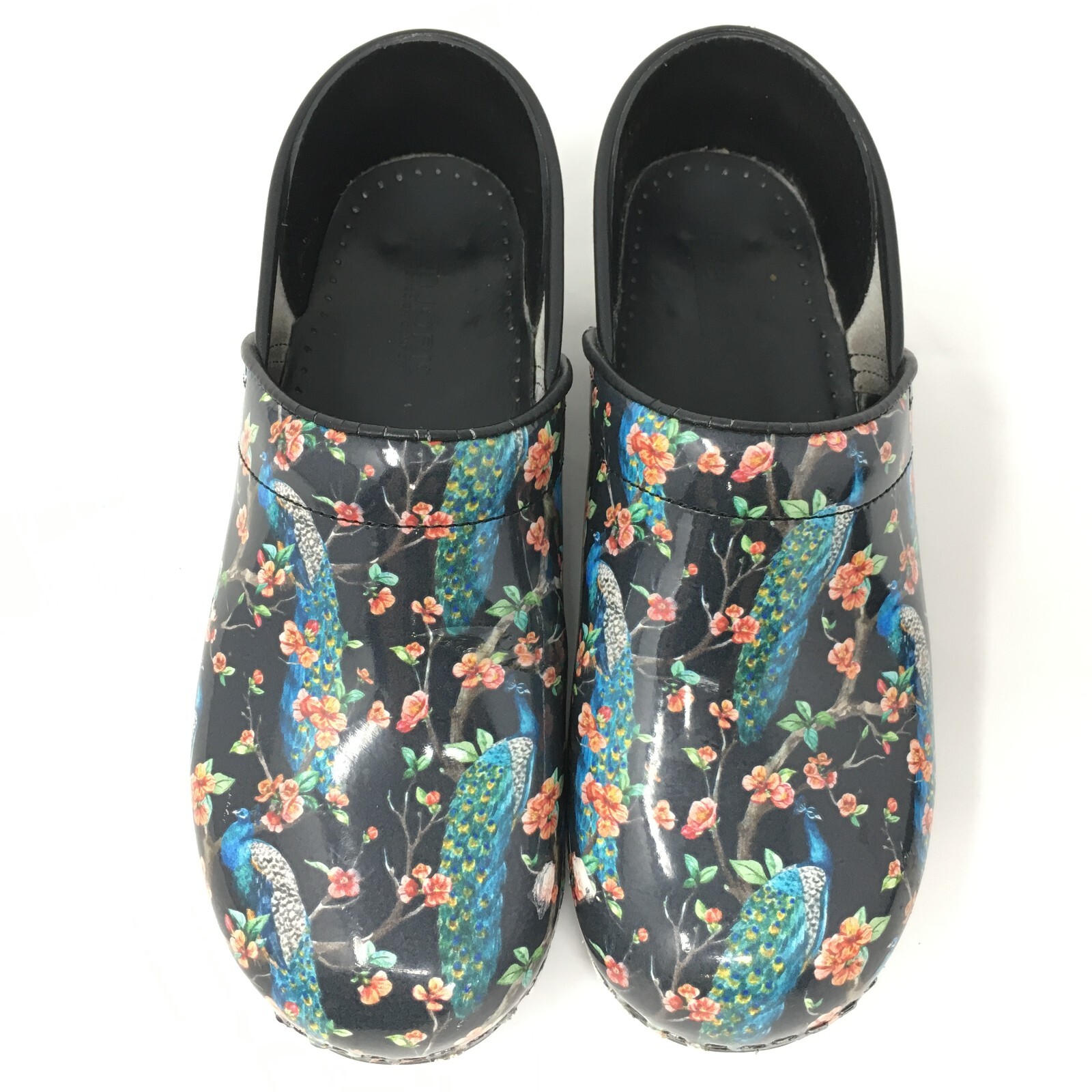 Bjork Clogs Loafers Shoes Womens Size 7-7.5 US 38 EU Peacock Floral Leather
