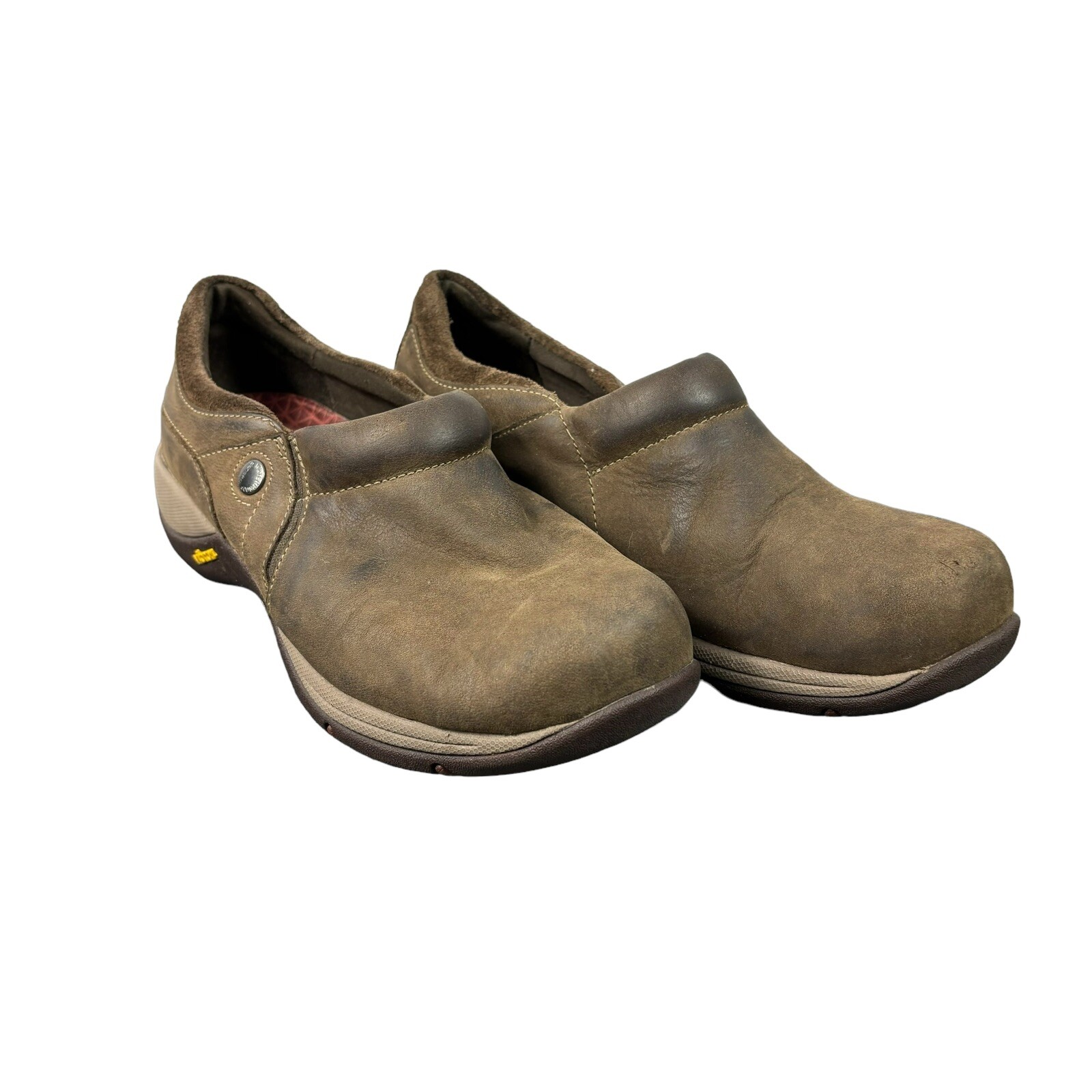 Dansko Patti Nubuck Brown Leather Slip On Vibram Soles Women 6.5-7/EUR 37
