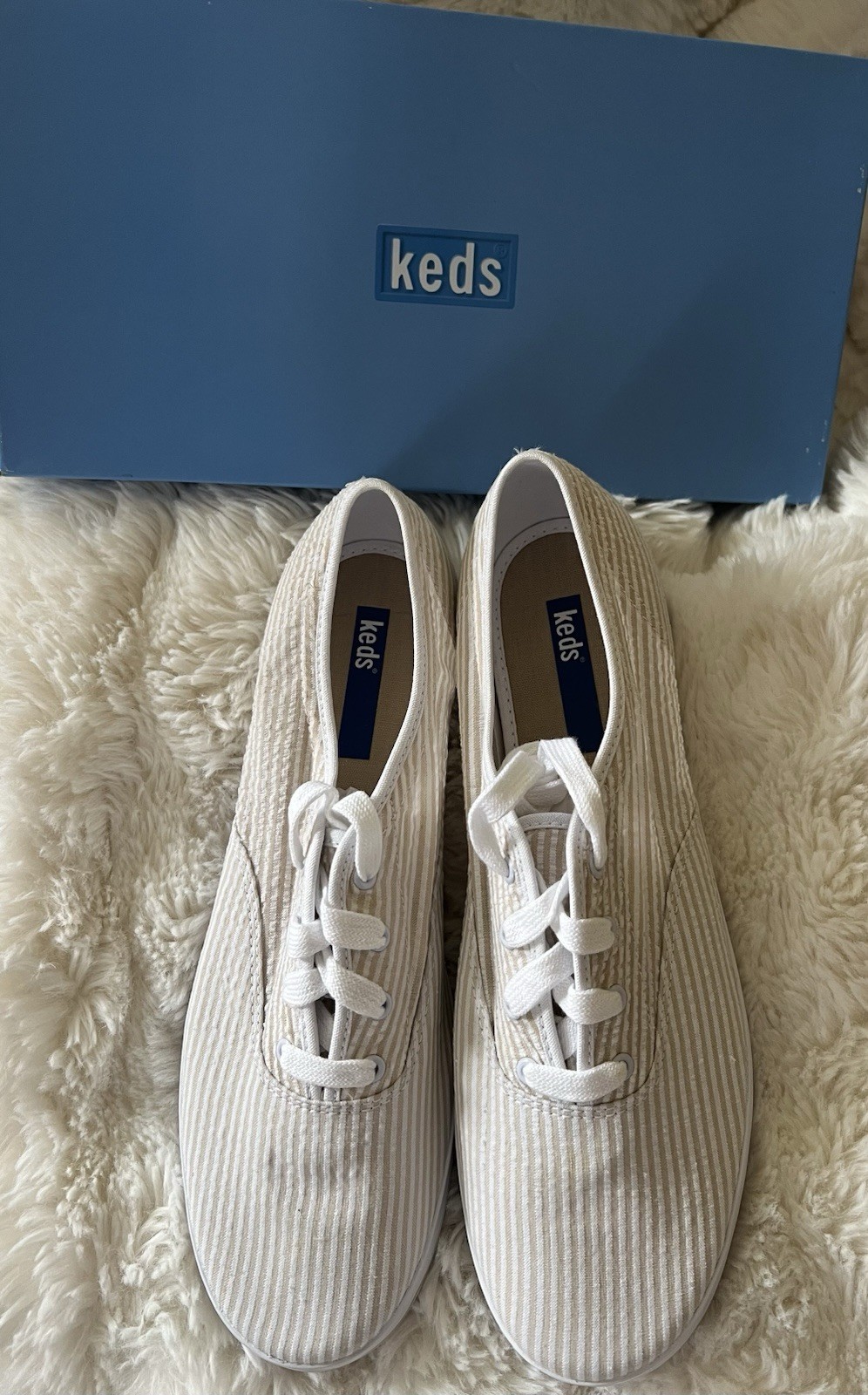 Vintage Keds Seersucker Sneakers Womens Size 10M NOS NIB Y2K Stripe