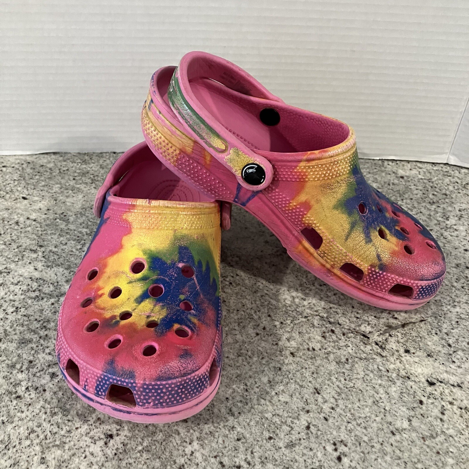 Crocs Mens 5/Womens 7 Unisex Tie Dye Clogs Shoes Non Slip Colorful